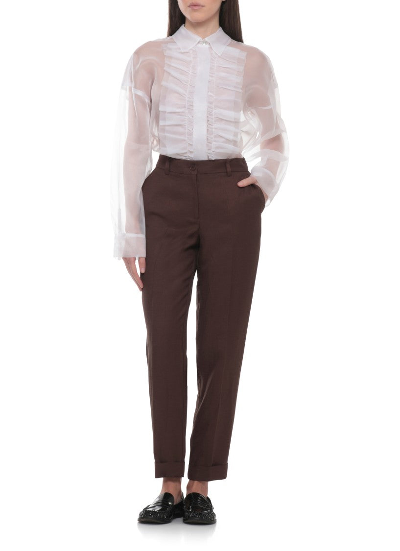 Parosh White Shake Draped Silk Shirt