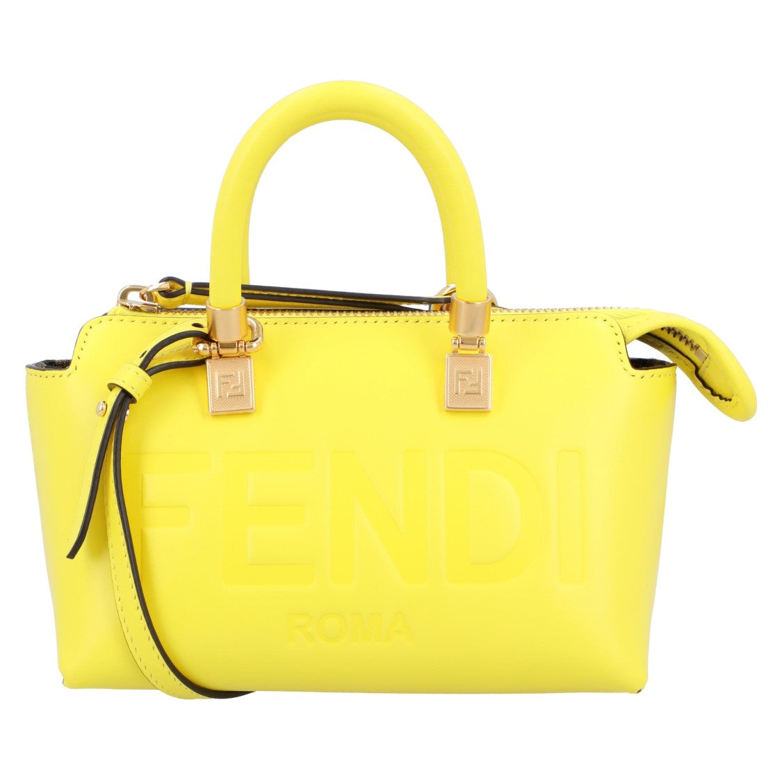 Fendi By The Way Mini Boston Bag In Acid Yellow Leather