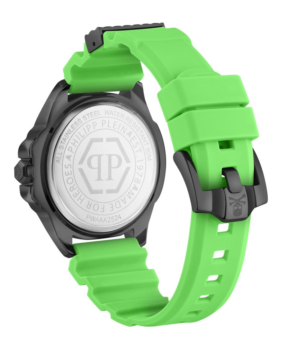 Philipp Plein 44Mm Black Case Silicone Watch With Guilloche Dial