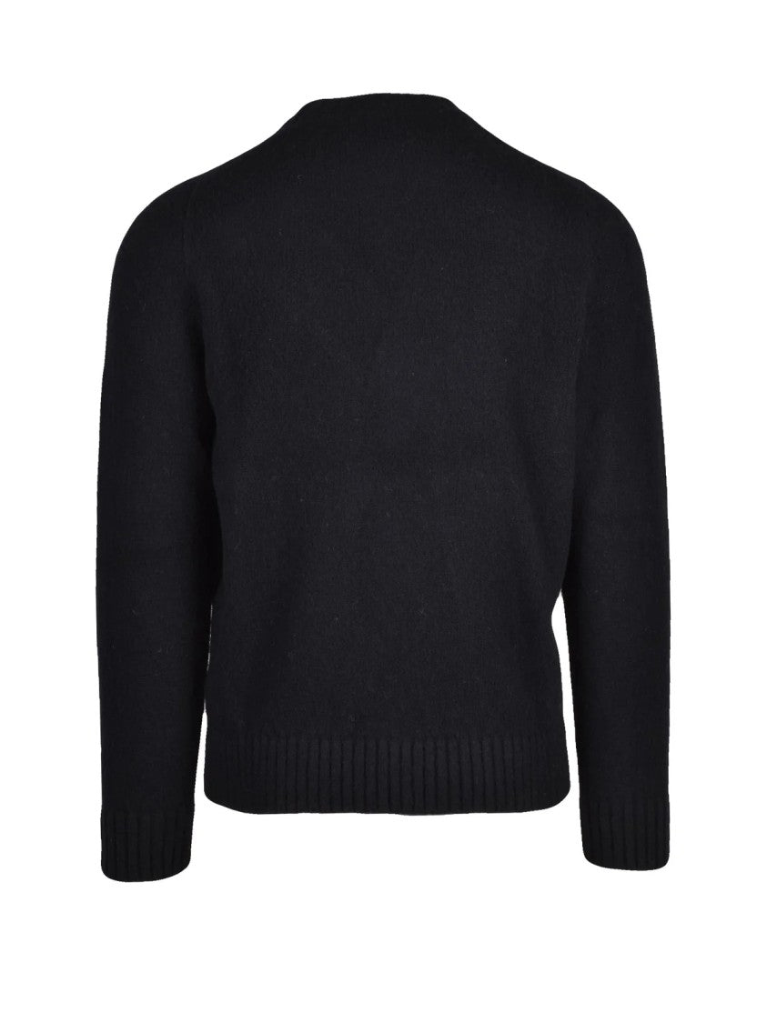 Mc George Black Wool Crewneck Sweater