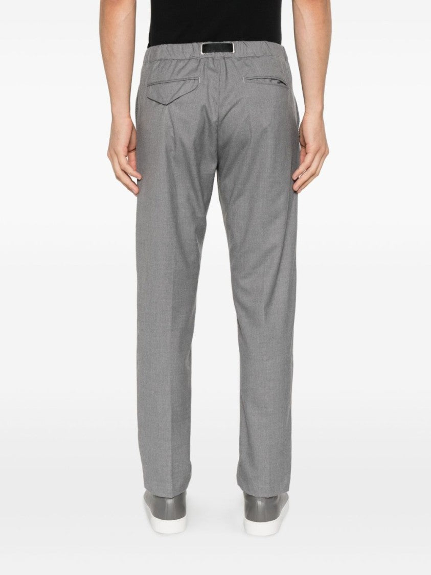 White Sand Straight Leg Trousers With Adjustable Waist