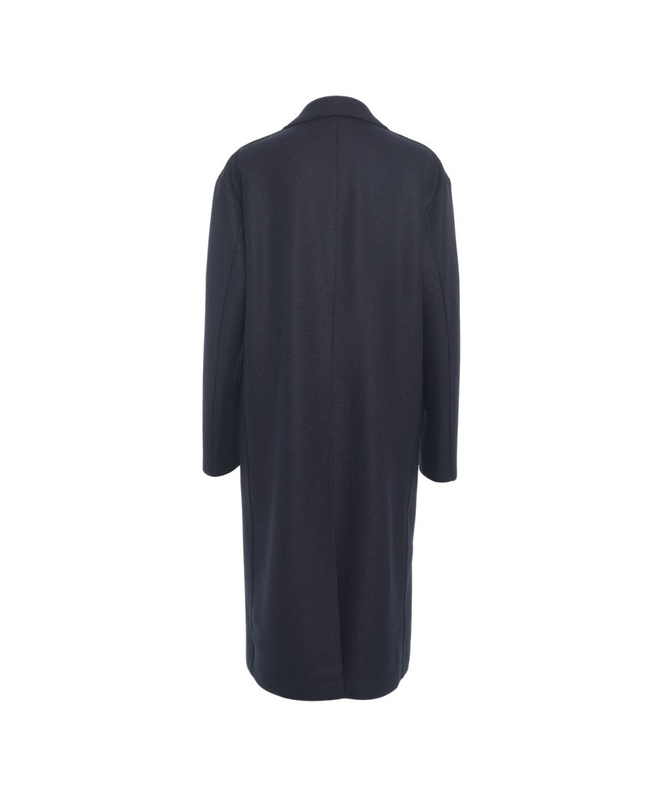 Harris Wharf London Timeless Virgin Wool Long Coat With Tailored Fit And Flap Pockets