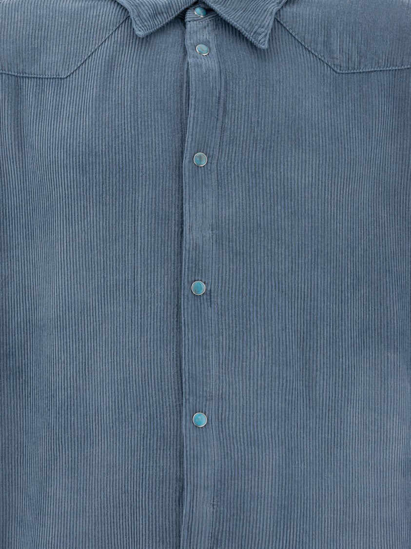 Stockholm Surfboard Club Classic Fit Blue Corduroy Shirt