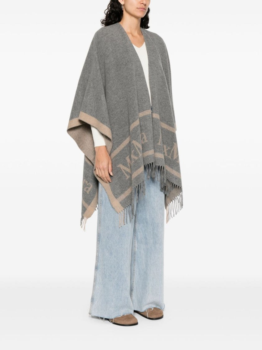 Max Mara Open-Front Grey Jacket With Fringed Edges
