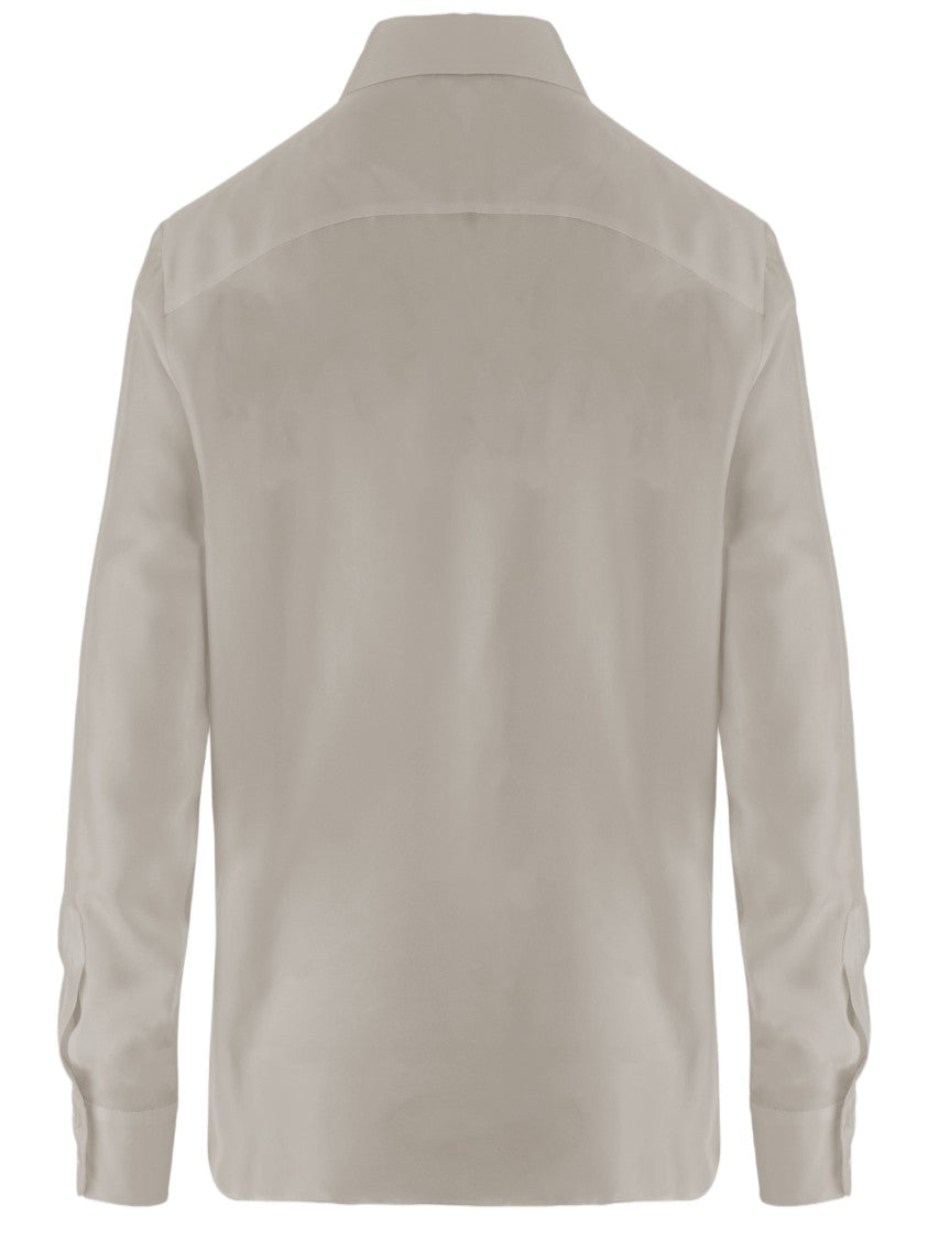 Her Shirt Smooth Silk Button-Down Shirt With Flap Pockets