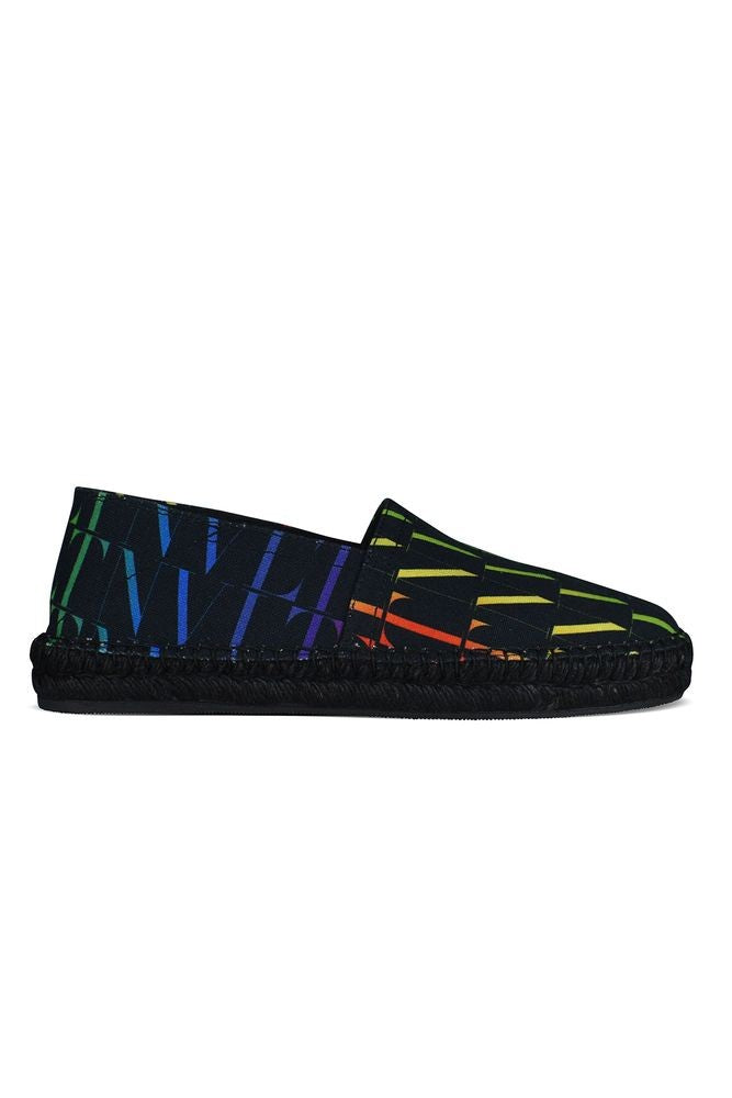 Valentino Garavani Multicolored Logo Print Espadrilles With Foldable Counter