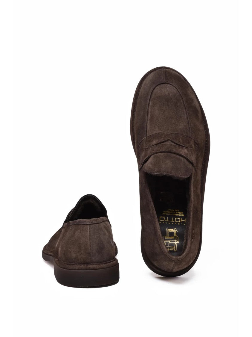 Alexander Hotto Brown Suede Rounded Loafers