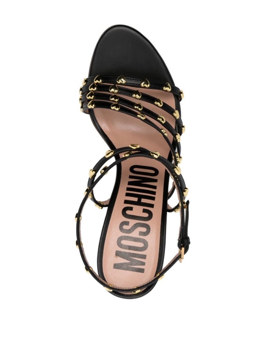 Moschino 90Mm Black Calf Leather Sandals
