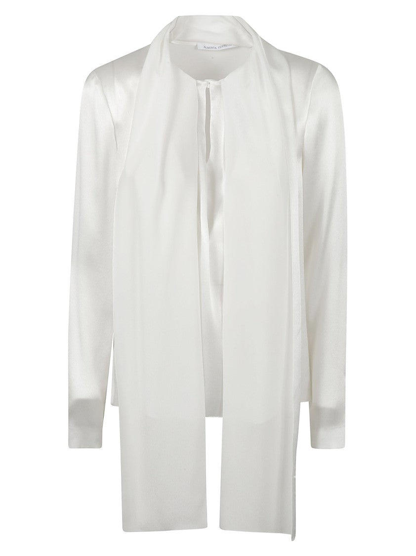 Alberta Ferretti Pussy-Bow Collar Long-Sleeved Shirt