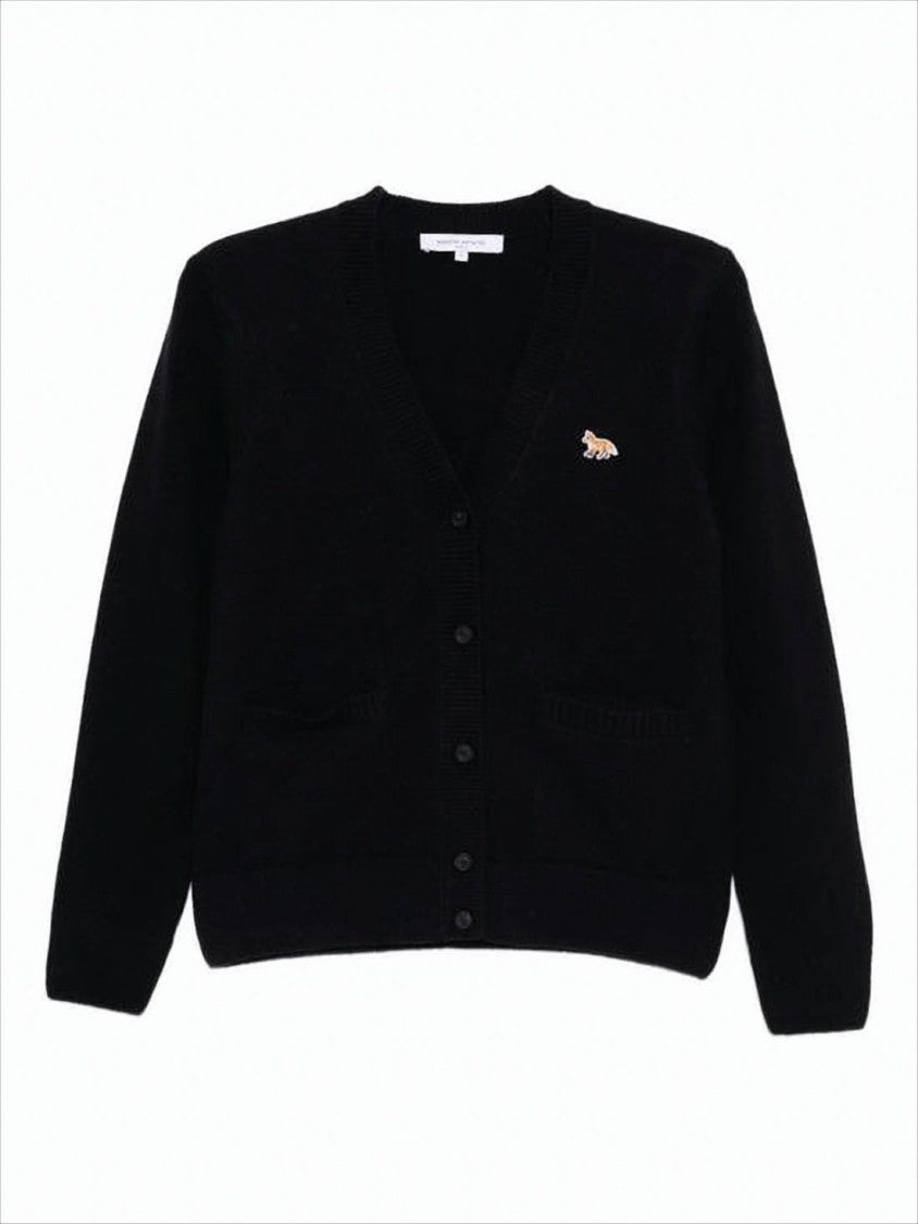 Maison Kitsuné Boxy Black Wool Cardigan