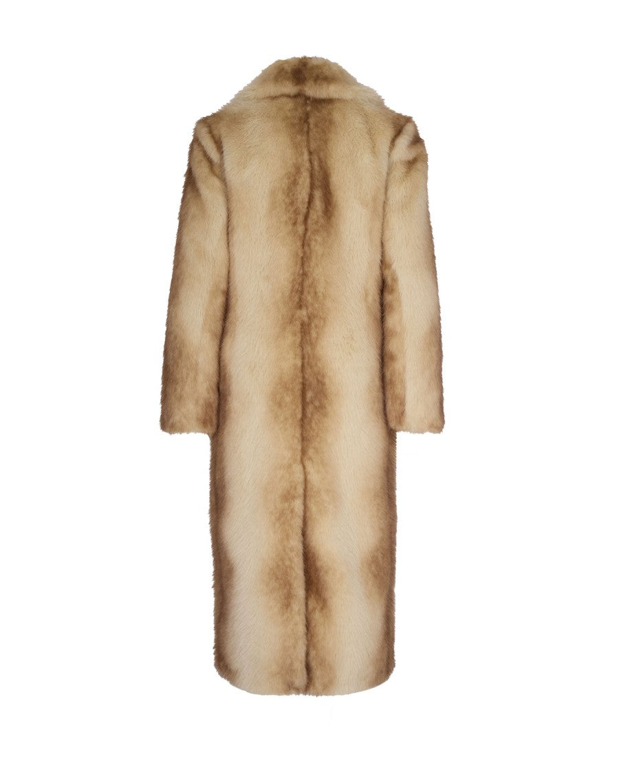 Stand Studio Straight Silhouette Electric Red Synthetic Fur Coat