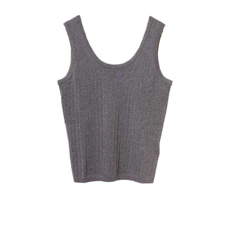 Paul Smith Grey Glitter Vest Top With Ribbed Texture