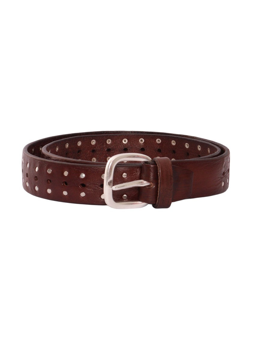 Alberto Luti Brown Studded Leather Belt