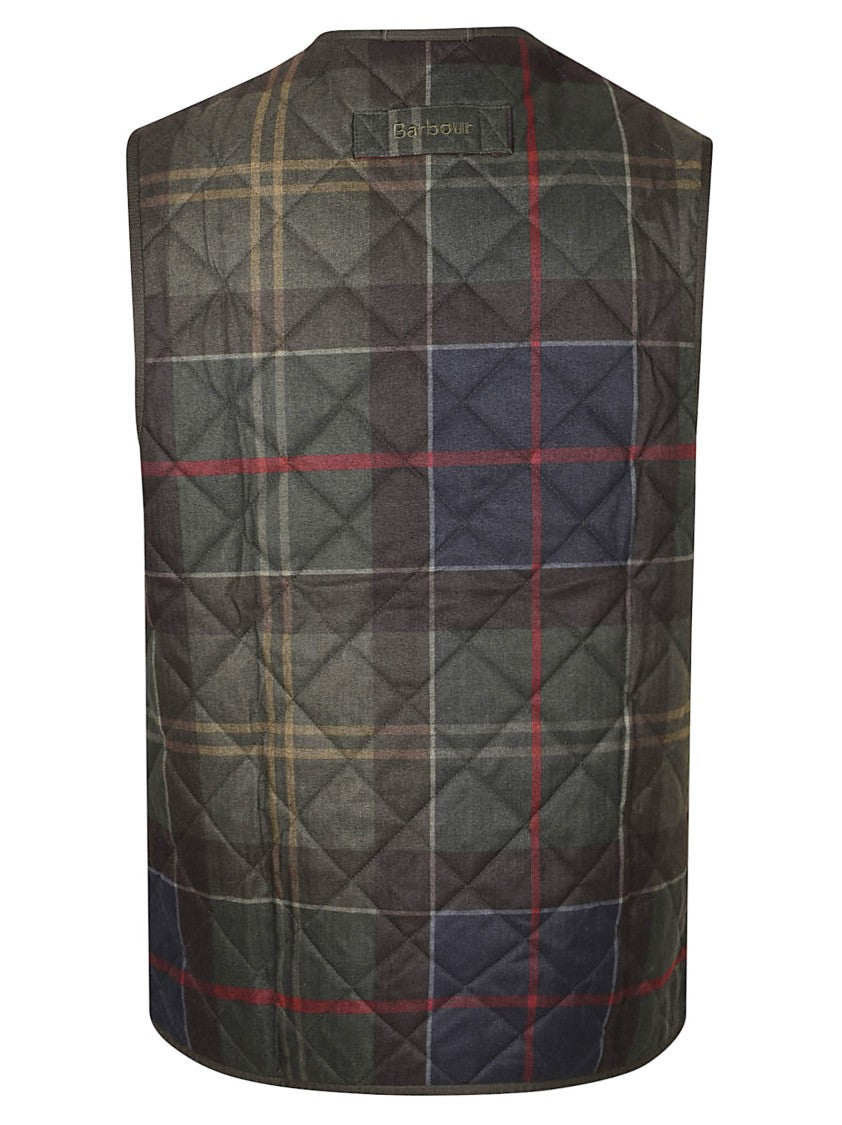 Barbour Quilted Checkered Vest With Front Zipper Closure