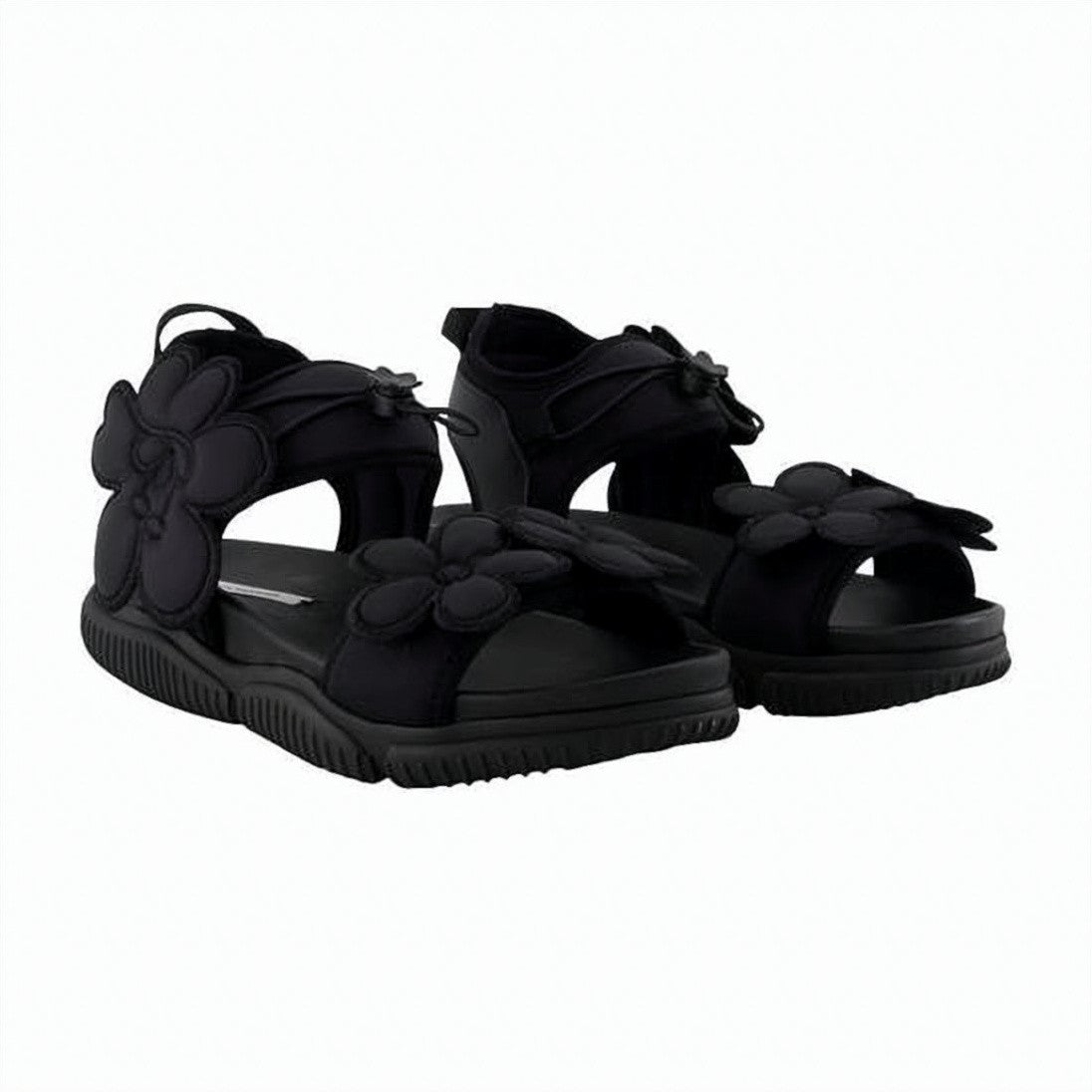 Cecilie Bahnsen Neutrals Cowhide Leather Neoprene Floral Sandals