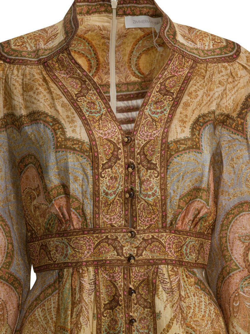 Zimmermann Knee-Length Dress With Puffed Sleeves And Paisley Pattern