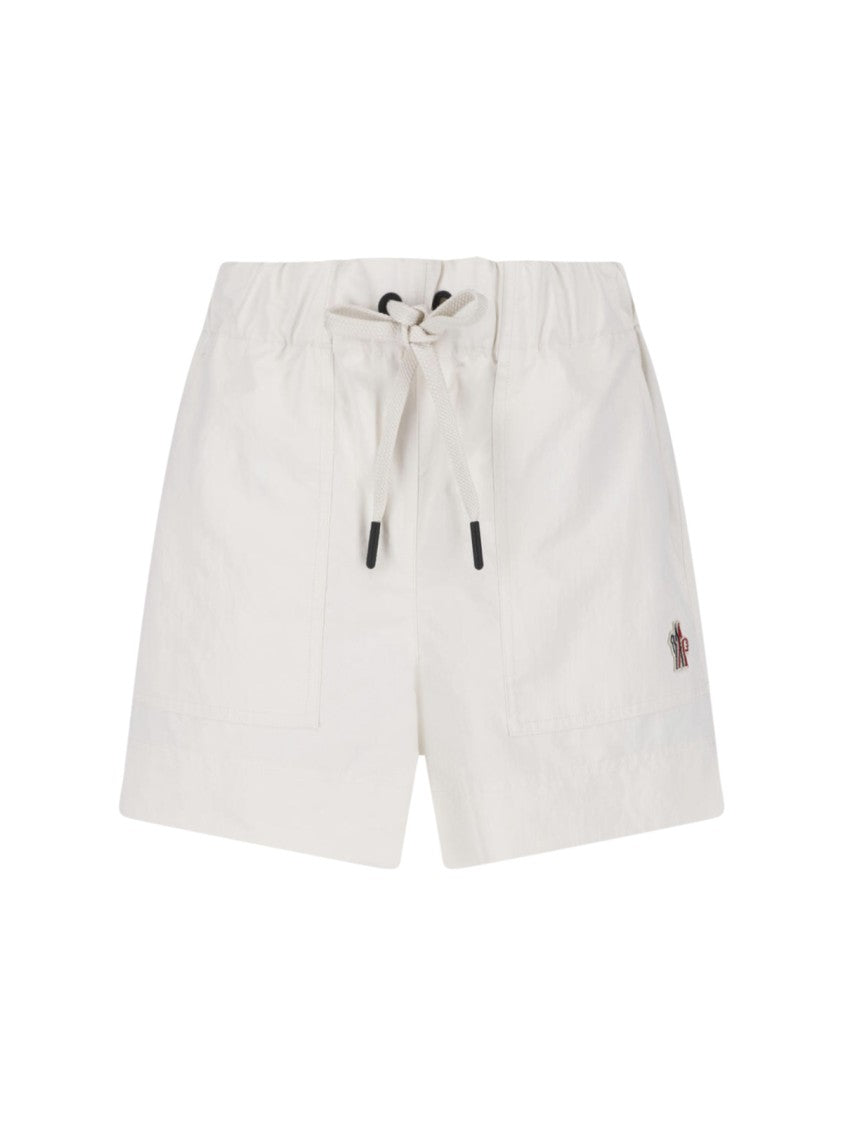 Moncler Grenoble Cream Drawstring Straight Leg Fabric Shorts