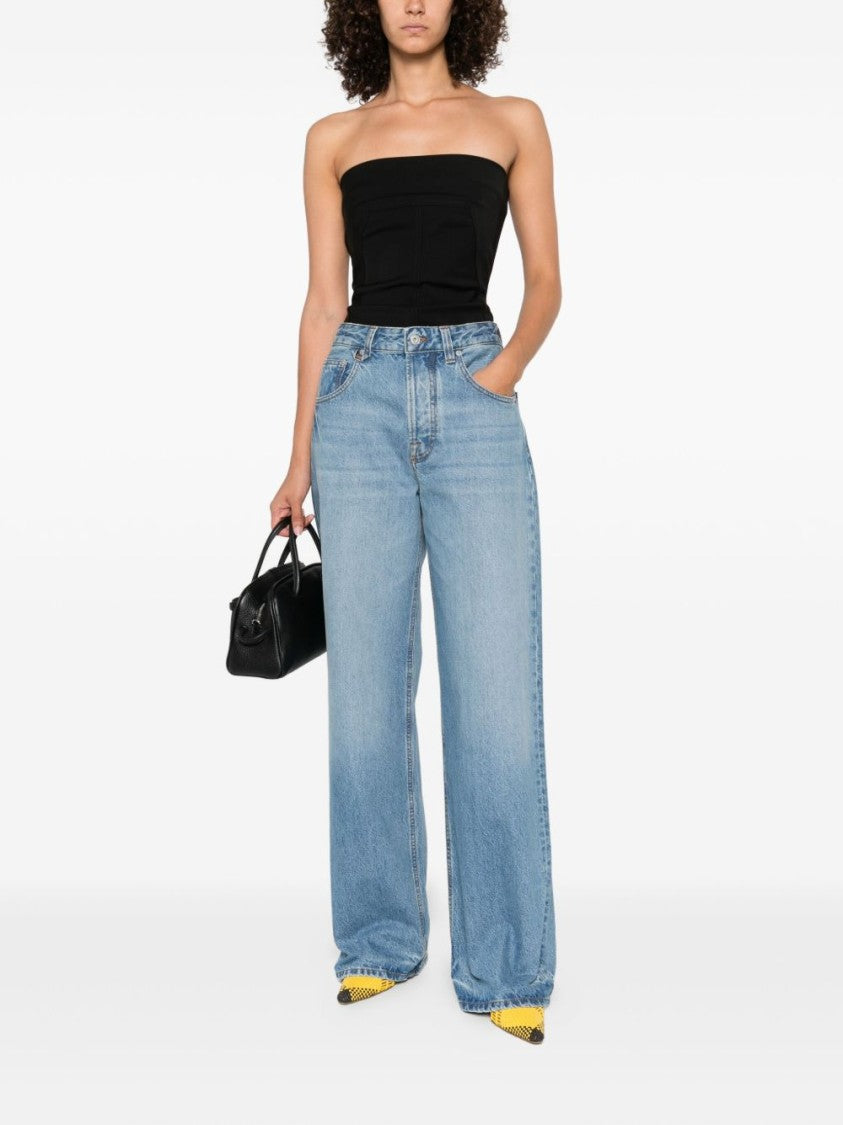 Jacquemus Wide-Leg Light Blue Jeans With High Waist