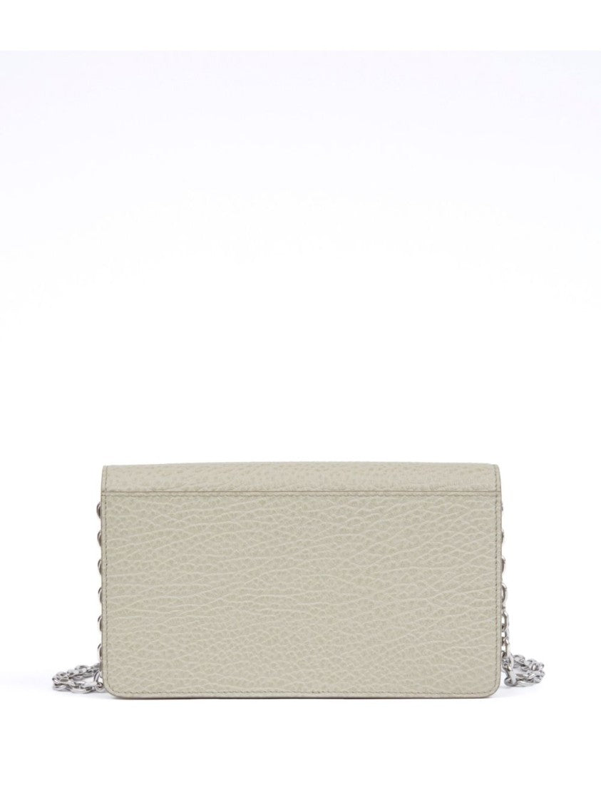 Maison Margiela Textured Rectangular Wallet With Silver-Tone Chain Strap