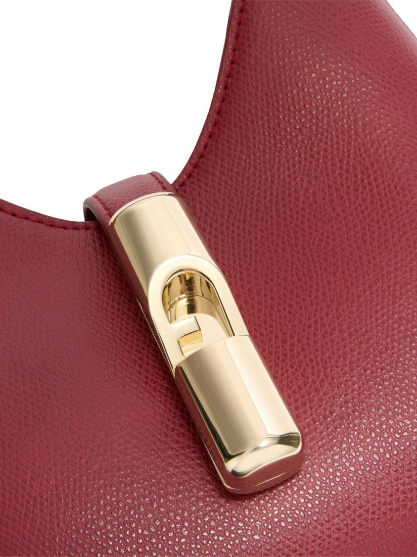 Furla Structured Leather Handbag In Deep Red