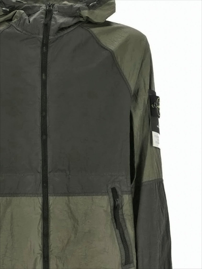Stone Island Two-Tone Olive Green Hooded Jacket