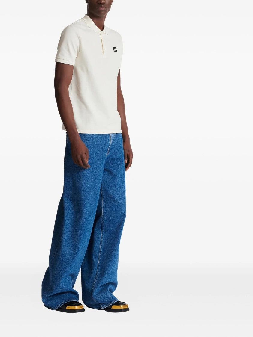 Balmain White Classic Ss Cotton Polo Shirt