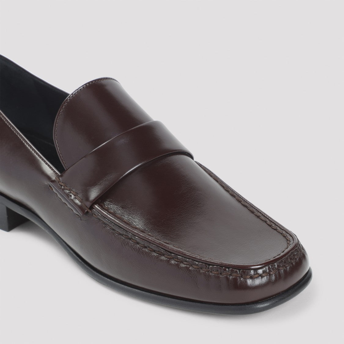 Phoebe Philo Brown Calf Leather Loafers With Hand-Stitched Detailing