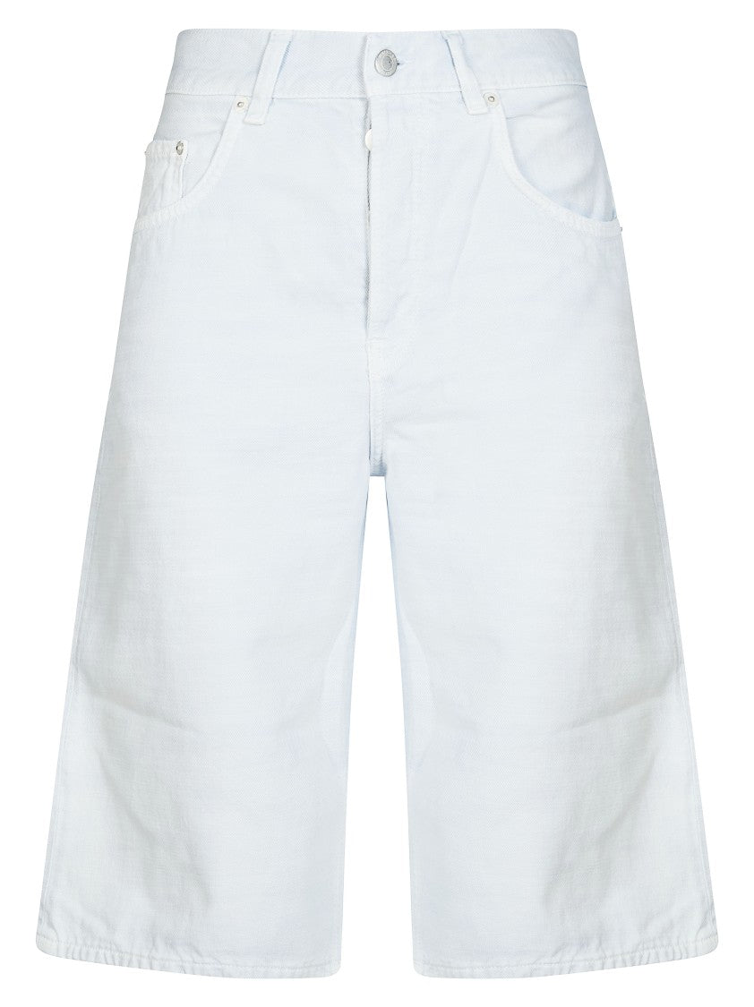 Haikure Light Wash Leather Patch Shorts