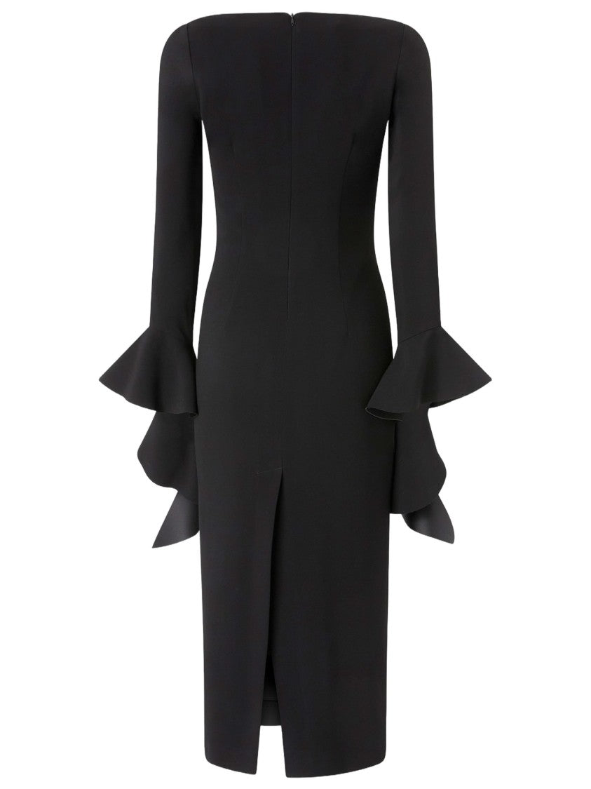 Pinko Stretch Viscose Dress With Ruffles
