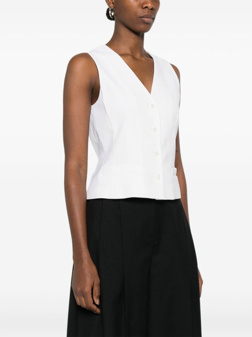 Max Mara Sleeveless Tailored Vest In 100% Virgin Wool