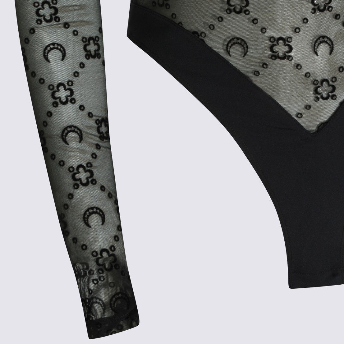 Marine Serre Sheer Floral Crescent Moon Bodysuit