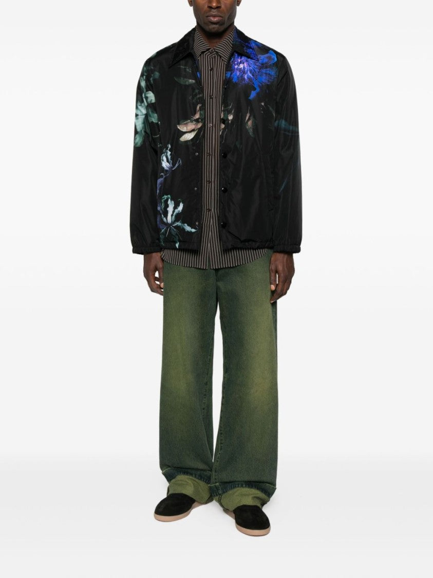 Dries Van Noten Black Technical Polyamide Zip Front Jacket