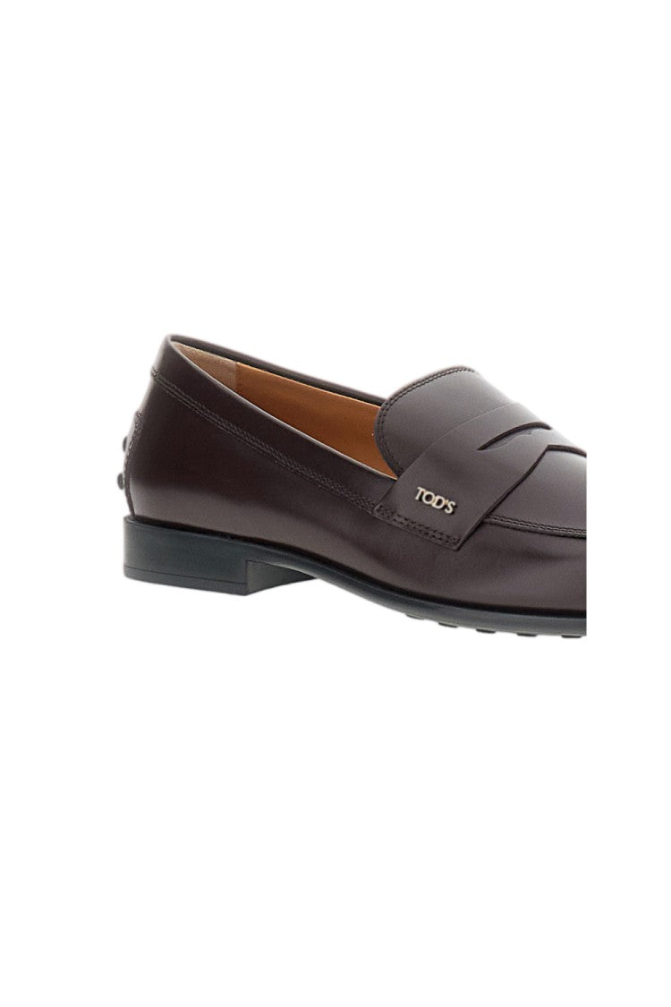 Tod's Brown Brushed Leather Pebble Loafers