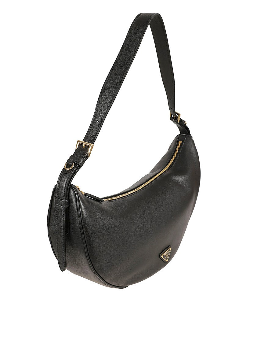 Prada Crescent-Shaped Suede Bag With Adjustable Strap