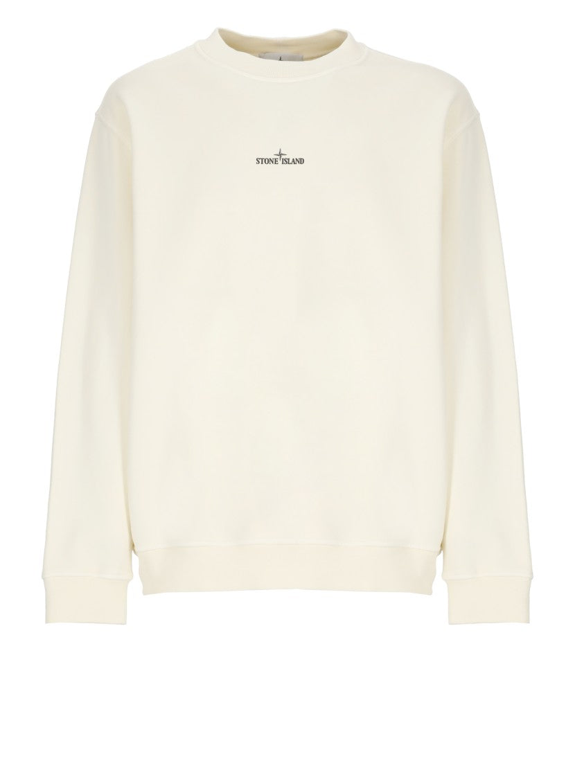 Stone Island Ivory Cotton Sweatshirt