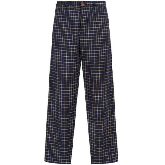 Marni Classic Checkered Straight-Leg Pants With Structured Waistband