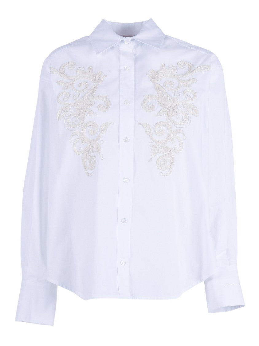Ermanno Scervino White Embroidered Pleated Shirt