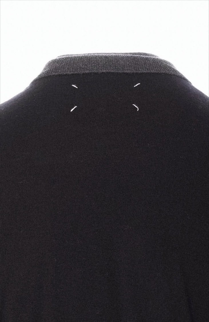 Maison Margiela Two-Tone Wool Sweater With Ribbed Details