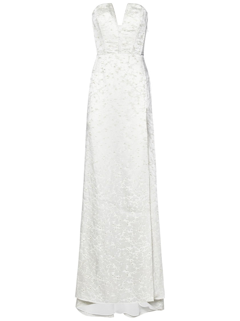 Redemption White Jacquard Dress With Bustier Top
