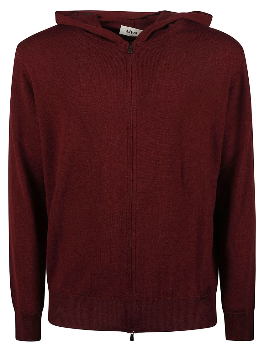 Altea Minimalist Full-Zip Hooded Virgin Wool Sweater