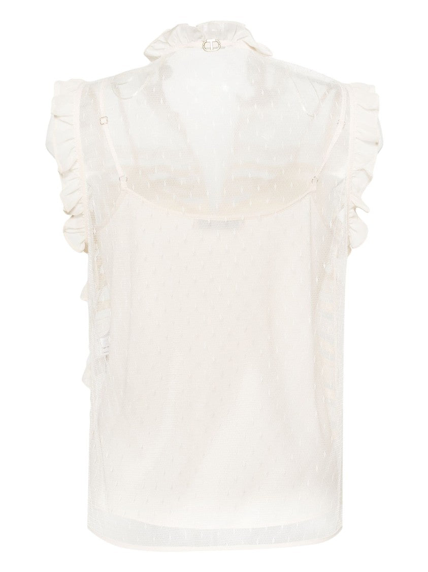 Twin-Set Floral-Lace Sleeveless Blouse