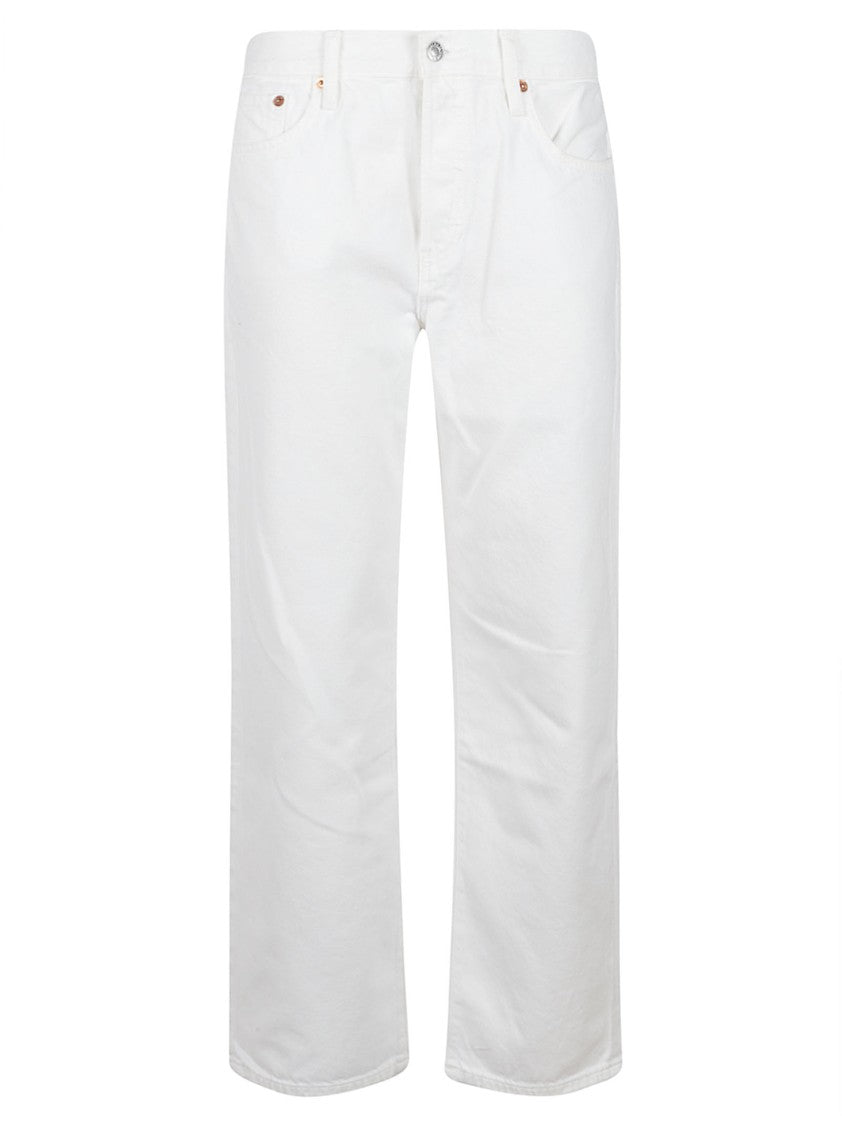 Re/Done White Denim Jeans With Straight-Leg Cut