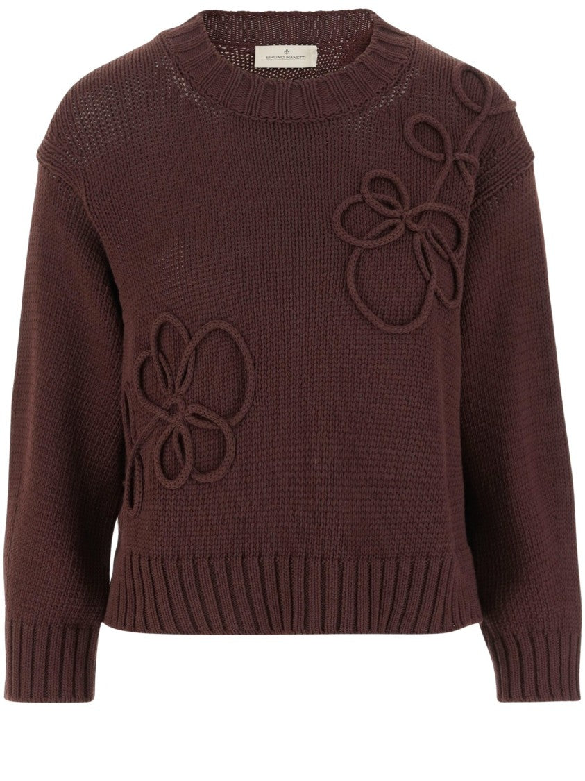 Bruno Manetti Cotton Blend Pullover With Embroidery