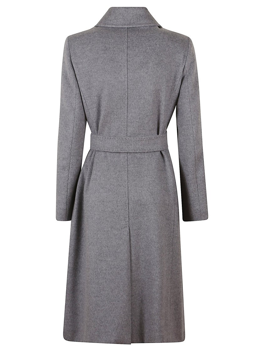 Max Mara Long Wool Coat With Belted Waist