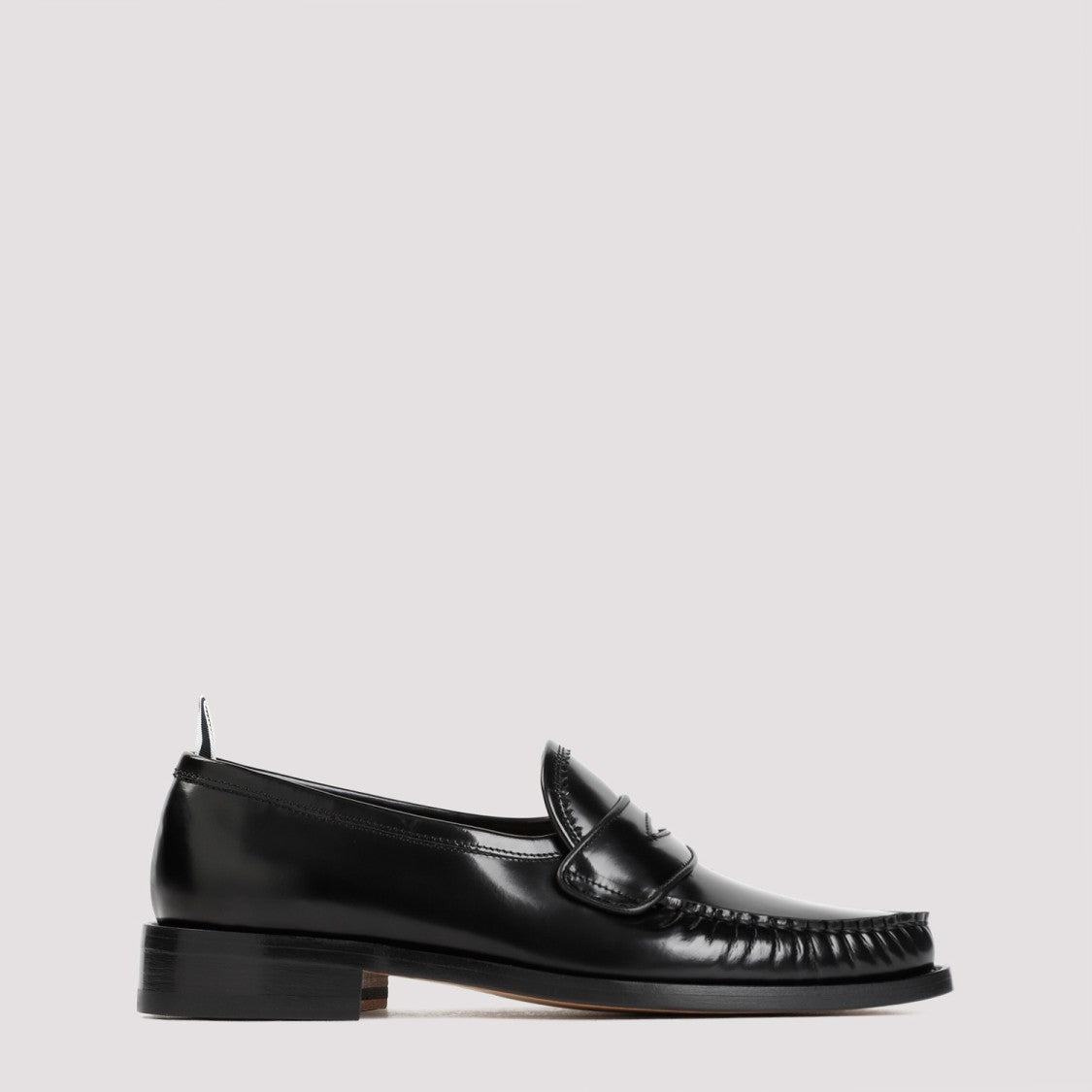 Thom Browne Pleated Varsity Black Calf Leather Loafers