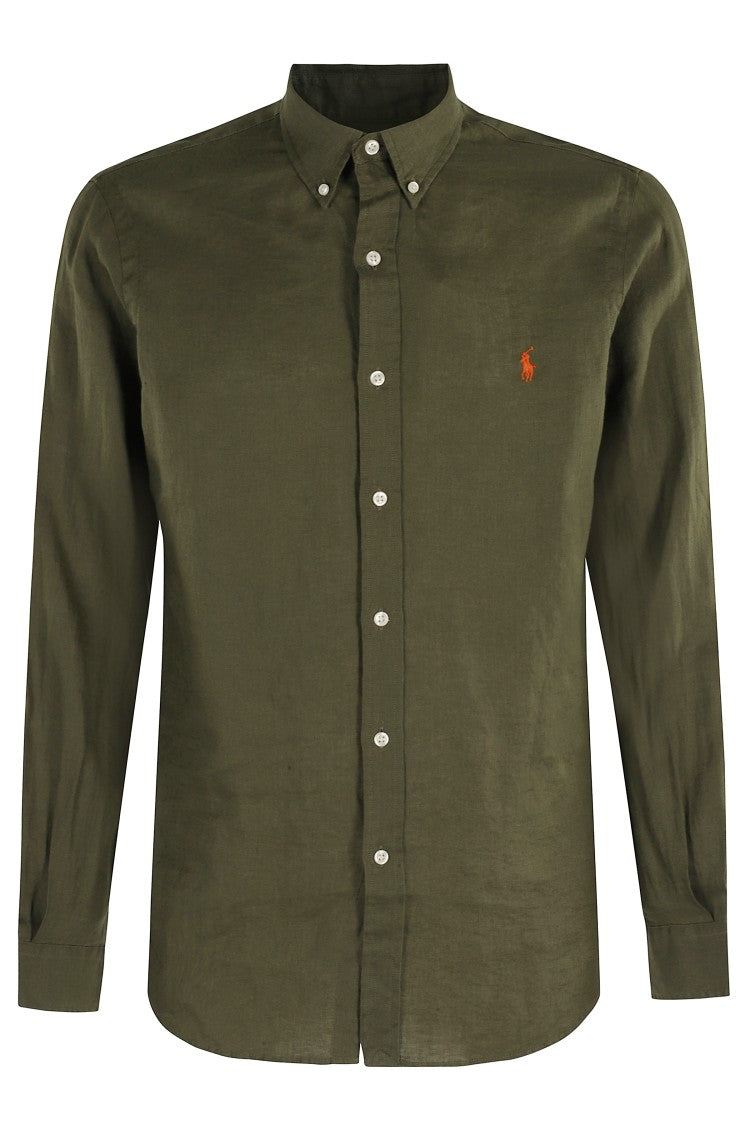 Polo Ralph Lauren Linen Sport Shirt With Contrasting Logo