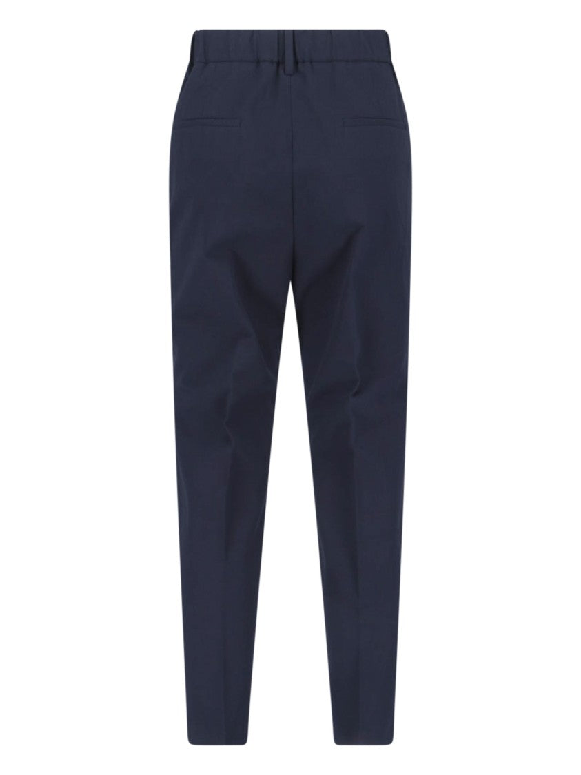 Incotex Navy Cotton Pants With Mid-Rise Waist