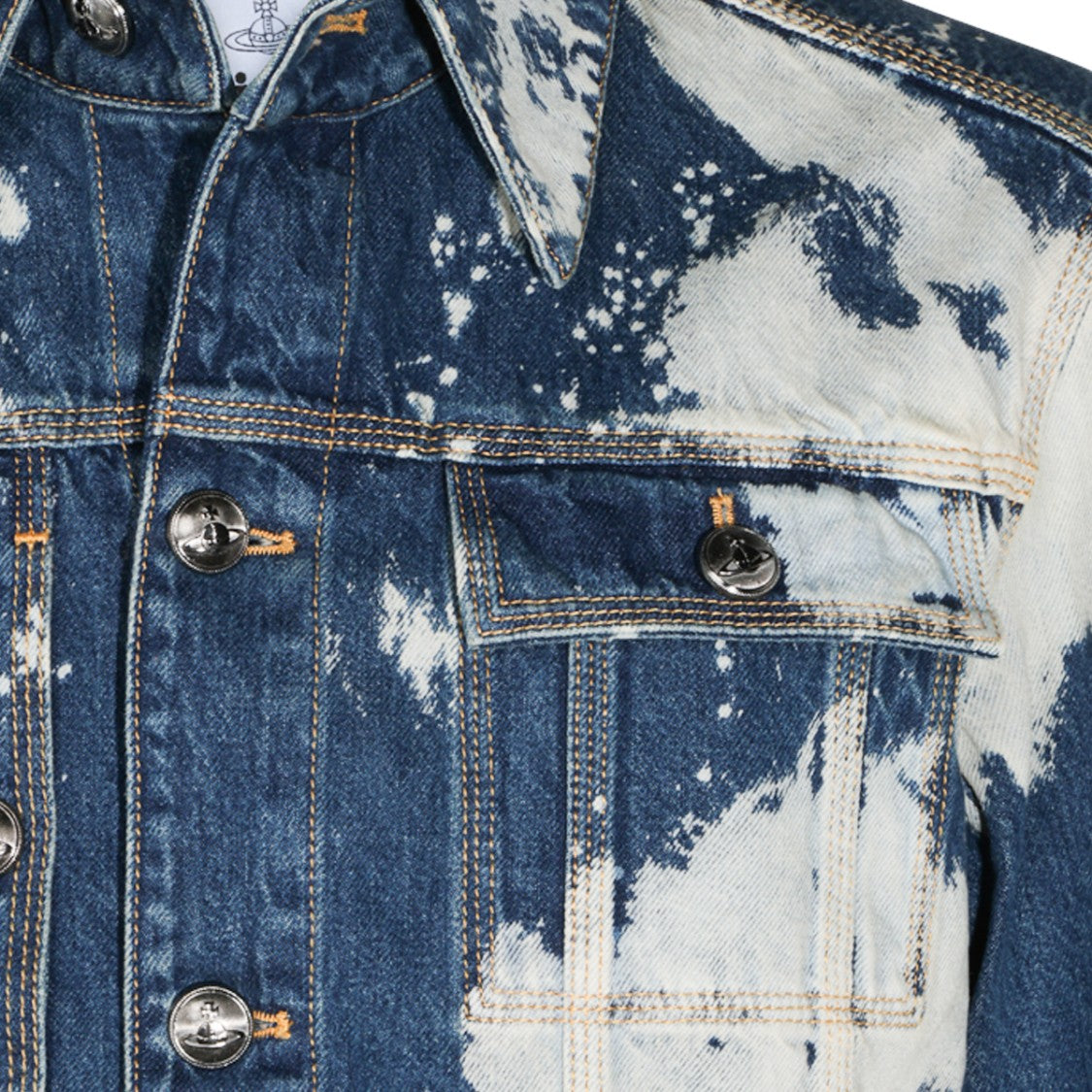 Vivienne Westwood Blue Denim Worker Jacket With Artistic Paint Details