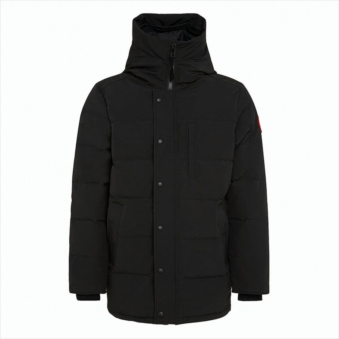 Canada Goose Quilted Black Parka With High Collar And Distinctive Logo