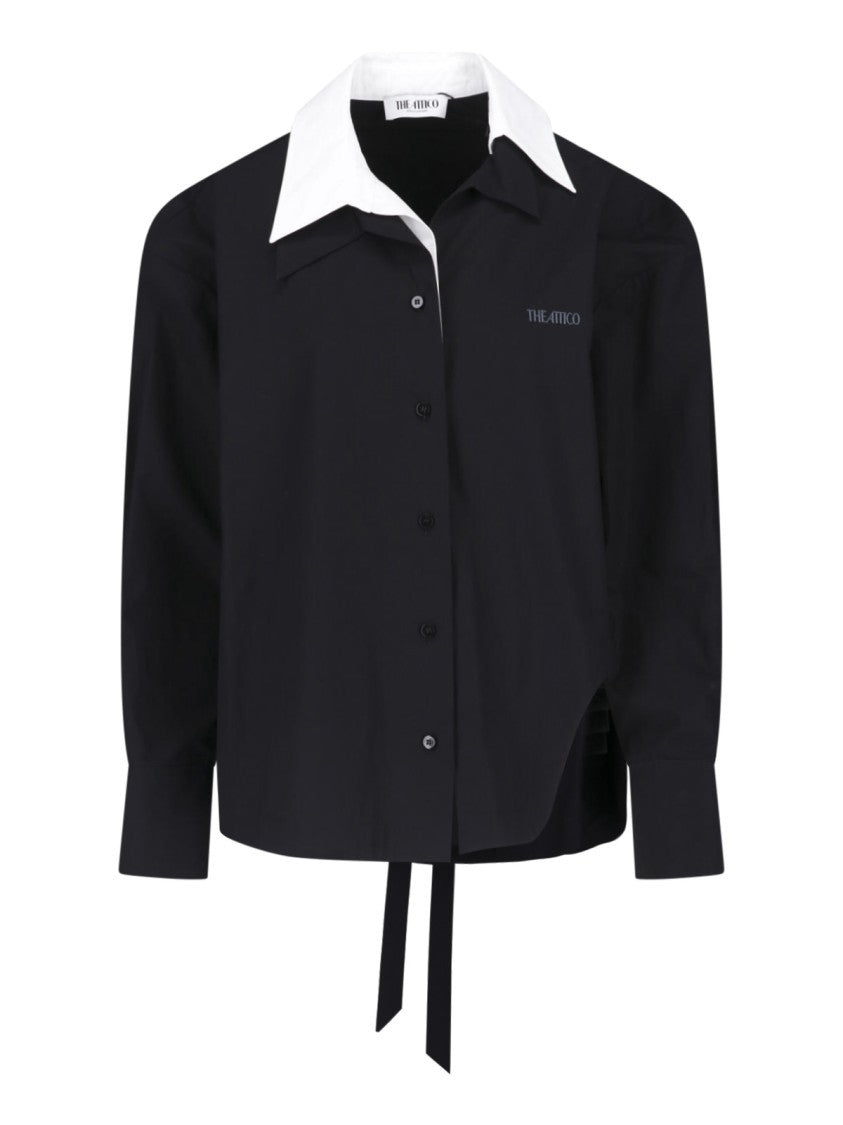 The Attico Black Shirt With White Pointed Collar